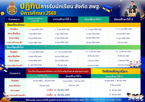 ปฏิทินการรับนักเรียน สังกัด สพฐ. ปีการศึกษา 2569